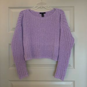 Forever 21 Chenille Crop Lavender Sweater
